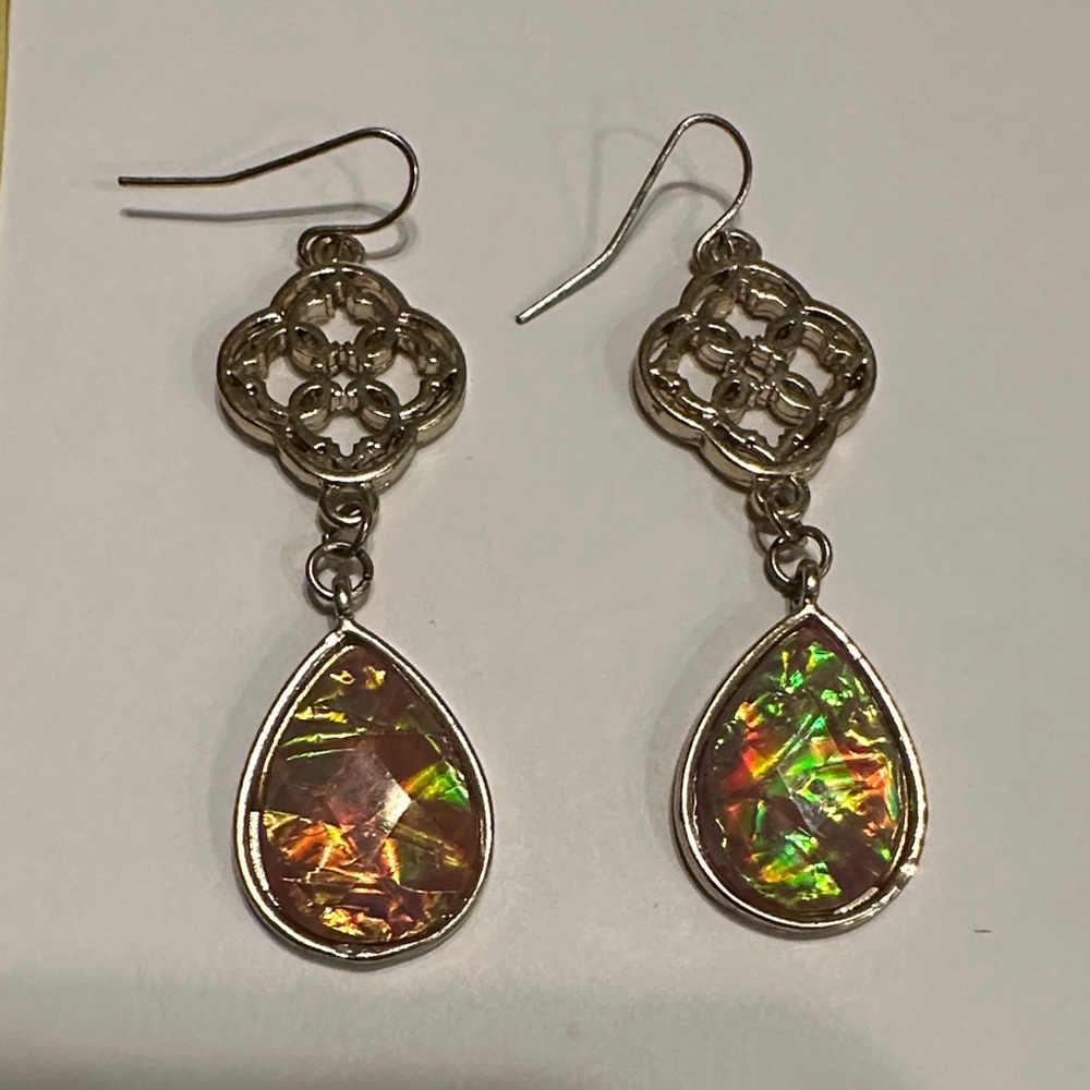 Golden and Multicolor Teardrop Earrings EUC